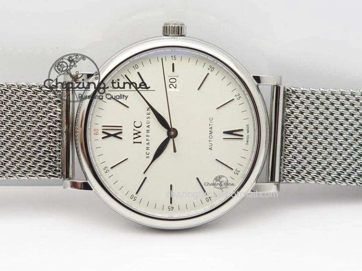 MIROTIME 0130 Portofino SCHAFFHAUSEN SS MKF 1:1 Best Edition White Dial On Mesh Bracelet A TravelReady 7341